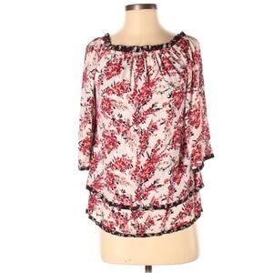 White House Black Market Blouse Off-the-Shoulder Floral Tiered‎ Top Women's XS